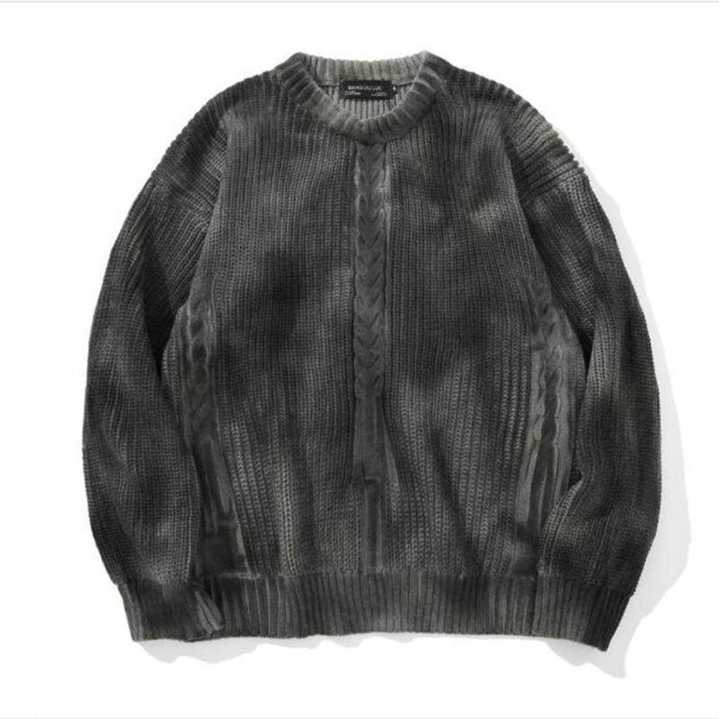 

Fashion Top Men/Youth O-Neck Long Sleeve Pullovers Streetwear Harajuku Style Hip Hop Do Old Vintage Casual Loose Thick Sweater, Black
