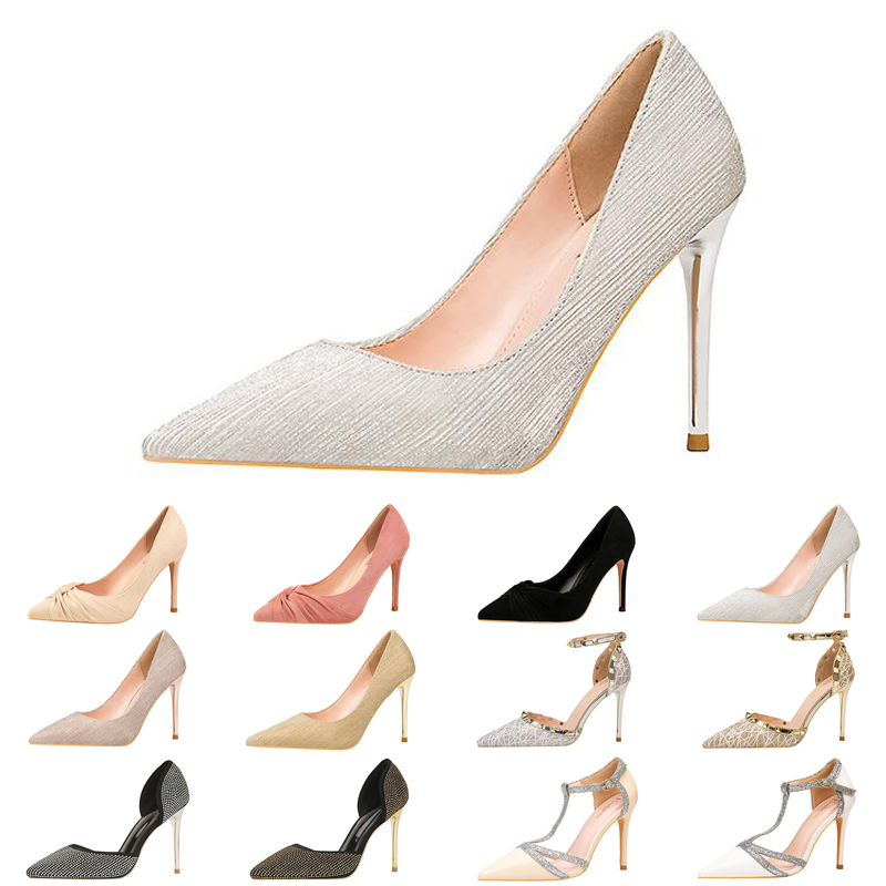 

new luxury 10cm high heels fashion women casual shoes elegant sexy sequins wedding glitter spikes Dress size 35-40, #1