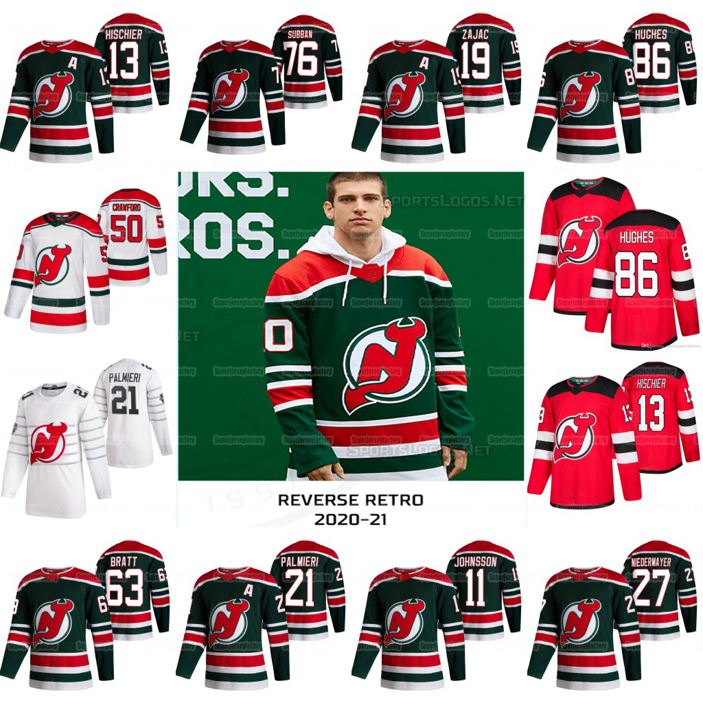 

New Jersey Devils 2021 Reverse Retro jersey Jack Hughes Corey Crawford PK Subban Nico Hischier Wayne Simmonds Cory Schneider Brodeur jerseys, Mens white