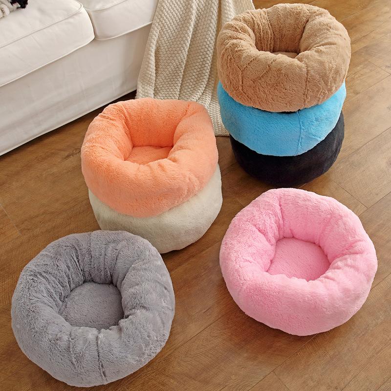 

Plush Kennel for Small Medium Size Dog, Cozy Round Nest for Cat Puppy, Solid Color Winter Pet Products