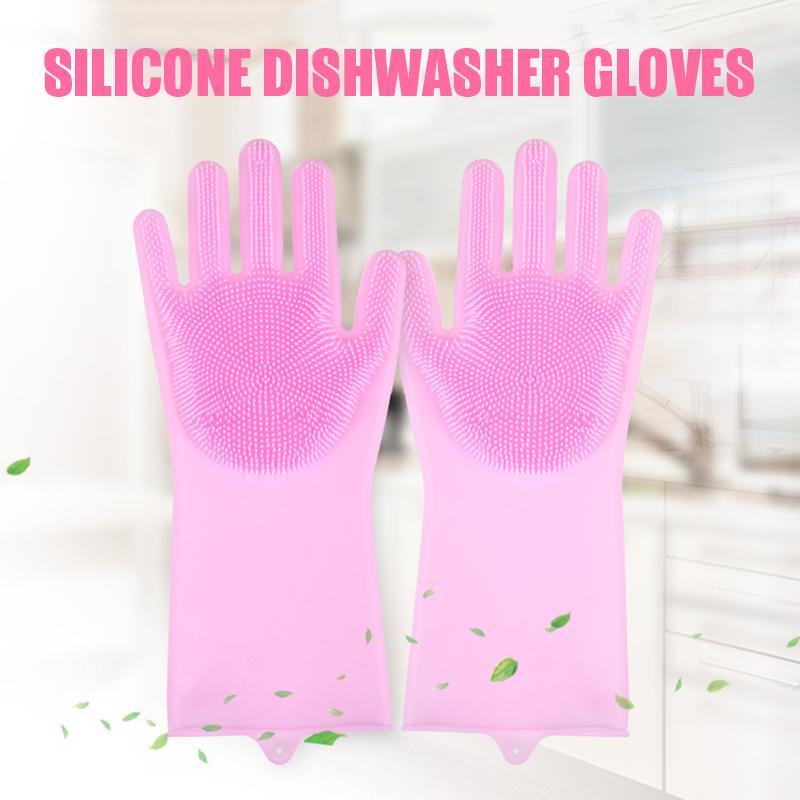 

1Pair Dishwashing Cleaning Gloves Magic Silicone Rubber Dish Washing Glove for Household Scrubber Kitchen Clean Tool Scrub J8