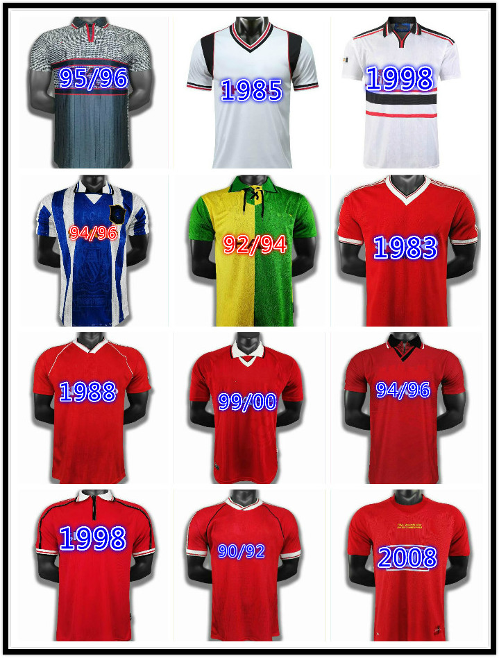 

07 08 90 92 United Retro final match utd home Jersey 1994 1998 United RONALDO BECKHAM CANTONA KEANE SCHOLES GIGGS Jersey, Black;yellow