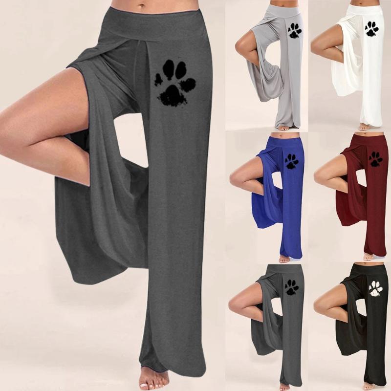 

Irregular Yoga Pants tight leggins sport Dog' Print Leggings Side Slit Flowy Yoga Pants Loose Hollow Running Sport Leggings1