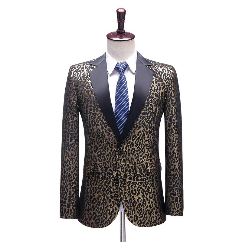 

Men' Suits & Blazers Party Prom Men Stage Costume Slim Fit Leopard Print Jacquard Tuxedo Jacket Banquet Ball Singer Host Dancer Nightclub B, As picture