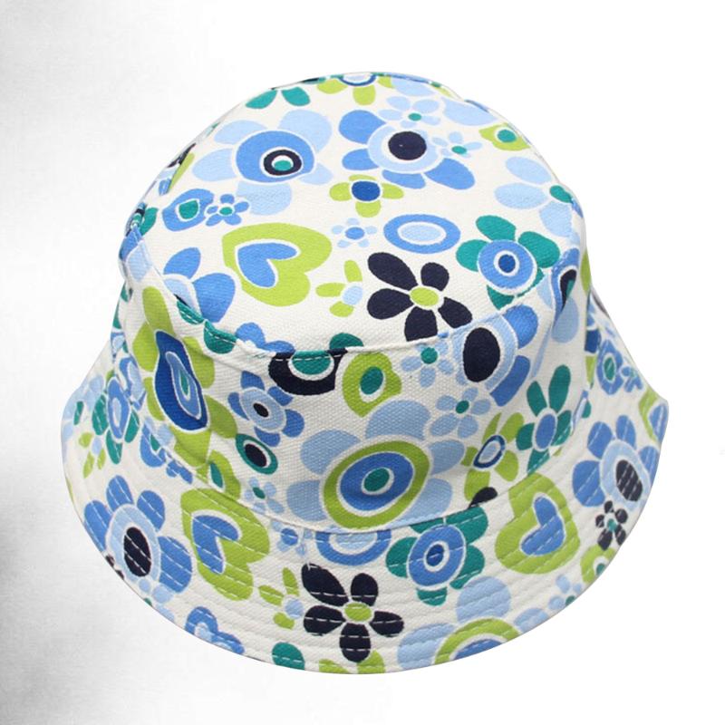 

Universal Children Sun Protection Hat Wide Brim Flower Patterned Canvas Summer Cap for Kids (Free Size), Pic. 1