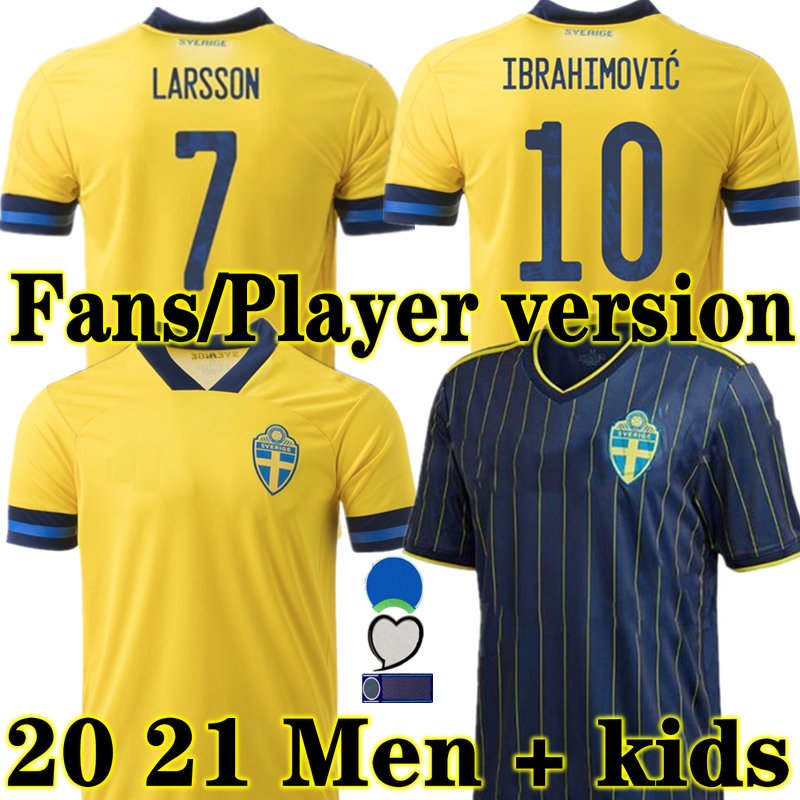 

LARSSON Sweden 2020 National soccer jersey HOME 2021 IBRAHIMOVIC KALLSTROM FORSBERG Fans Player version 20 21 AWAY football shirts men kids
