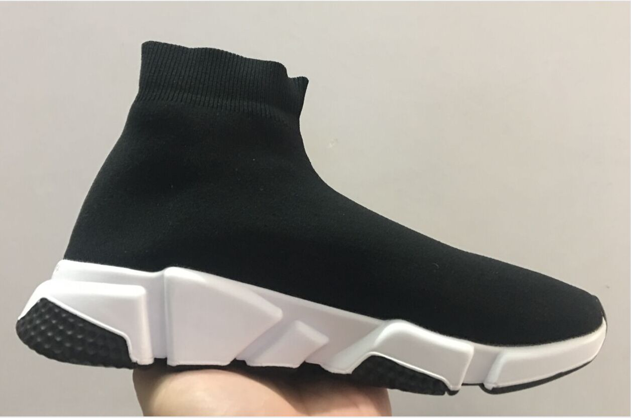 

Top Quality Black White Speed Trainer Casual Shoes Man Woman Socks Boots With Box Stretch-Knit Casual Boots Race Runner Cheap Best Sneakers