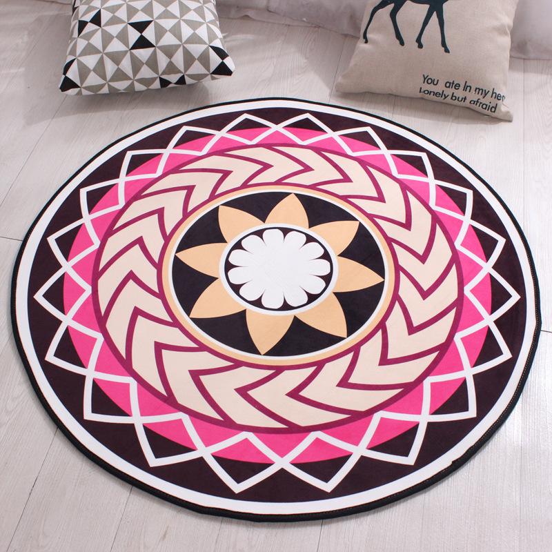 

Bohemia Floral Memory Foam Chair Mat Area rug Children Crawling Play Rug Yoga Mats Doormat Big Round Kids Carpet For Living Room, 03