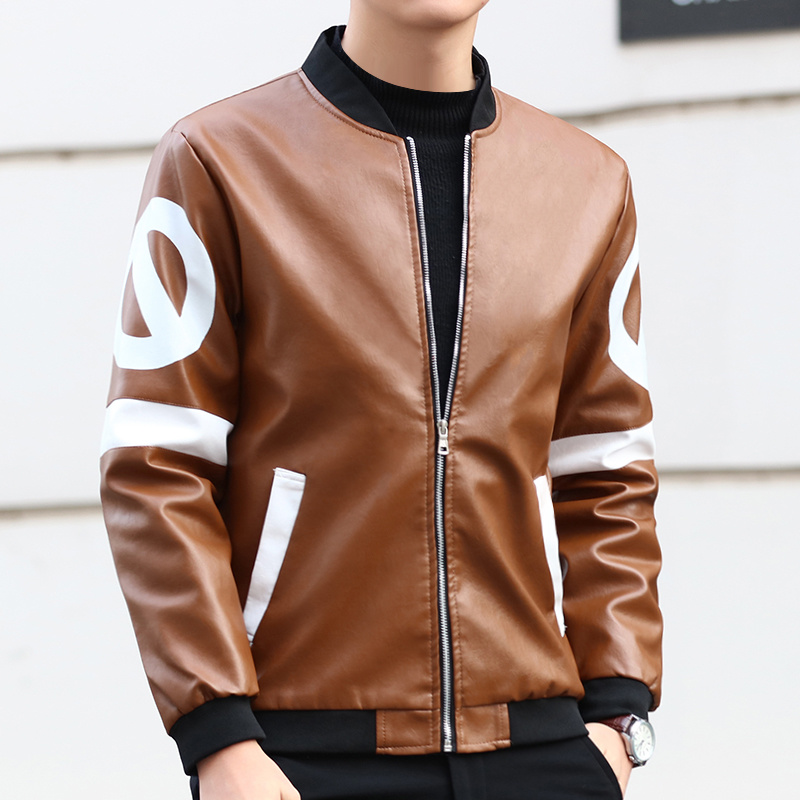 

PU Men's Leather Jackets Fleece Winter Motorcycle Jacket Man Long Sleeve Windbreaker Casual Faux Leahter Chaqueta De Hombre 6XL, Thick black