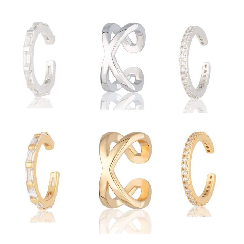 

Slovecabin 925 Sterling Silver Earrings Ear Cuff Clip On Round CZ Circle Stack 3 Colors No Piercing Multi Piercing Earrings