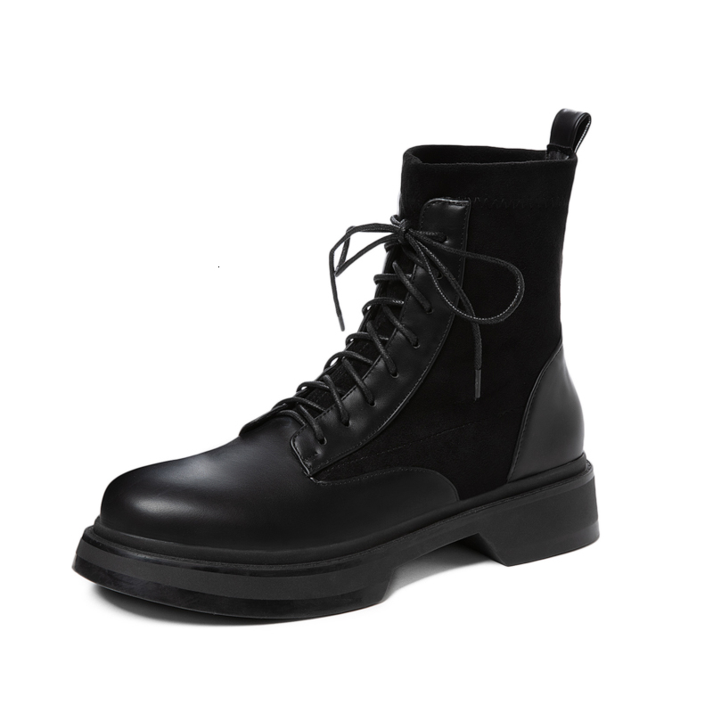 

2021 New Plus Size 34-43 Ladies Low Heels Ankle Lace Up Women's Motorcycle Boots Women Winter Botas Casual Shoes Woman Y5w0, Brown