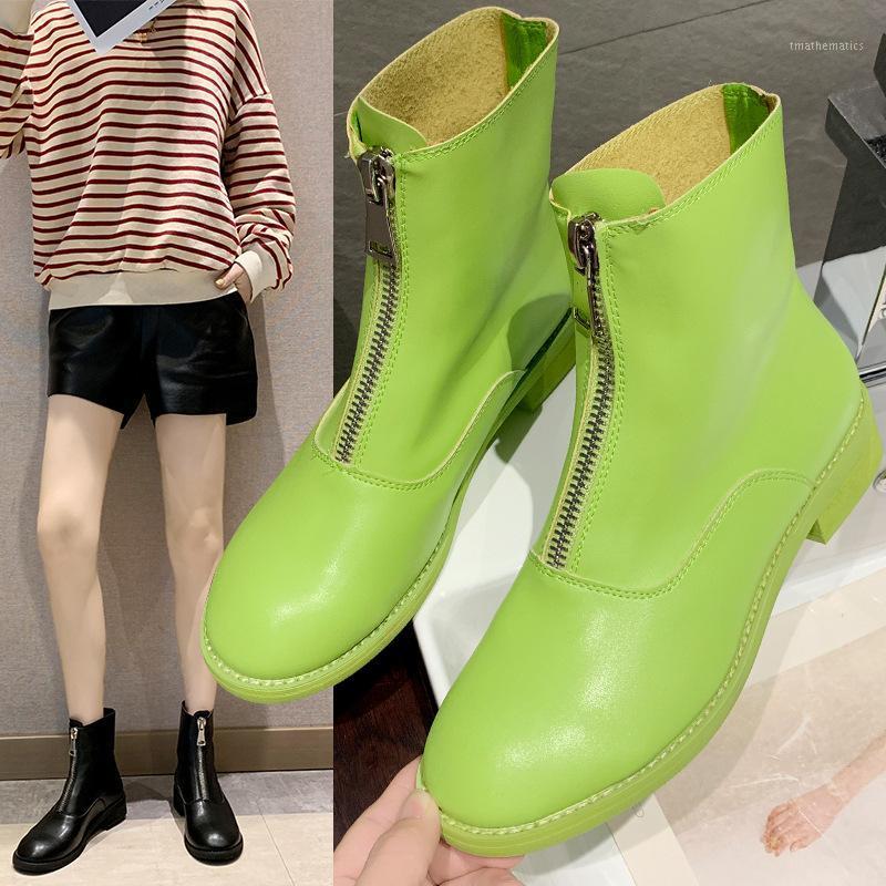 

Women's new boots. Europe and the United States autumn and winter wild women's shoes with a short pull boots1, Green