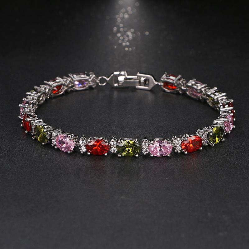 

Elegant Oval Shape Rhinestone CZ Women Bracelets Bangles For Anniversary Gifts Brilliant Charm Bracelet B-027