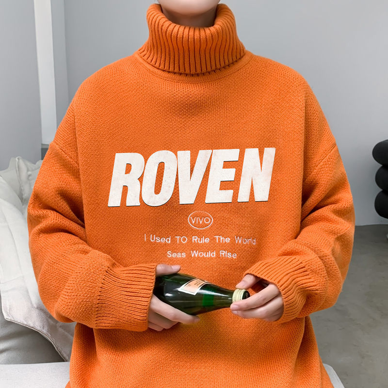 

2021 New Relaxed Male Turtlenecks Lazy Knits Personality Autumn and Winter-weary Student Sweater FWTW, Xxl