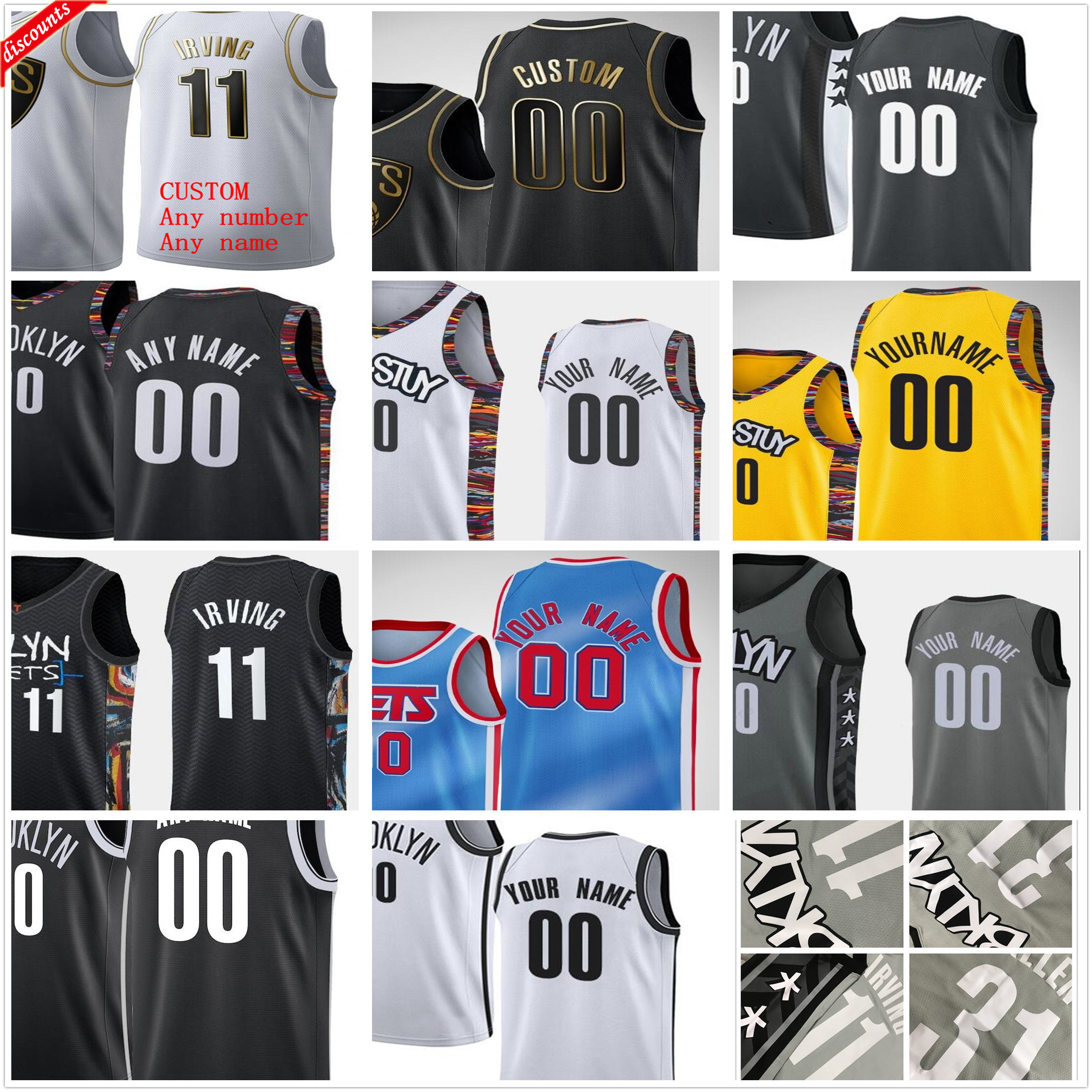 

Custom Printed 13 Harden Kyrie 7 Durant Kevin 11 Irving Spencer 26 Dinwiddie Joe 12 Harris Caris 22 LeVert Men Basketball Jerseys, As picture