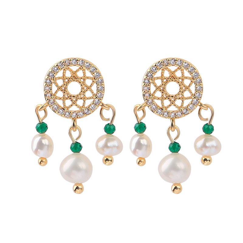 

2020 new female fashions mussels free pearl dipped in gold pendant charming earrings jewelry