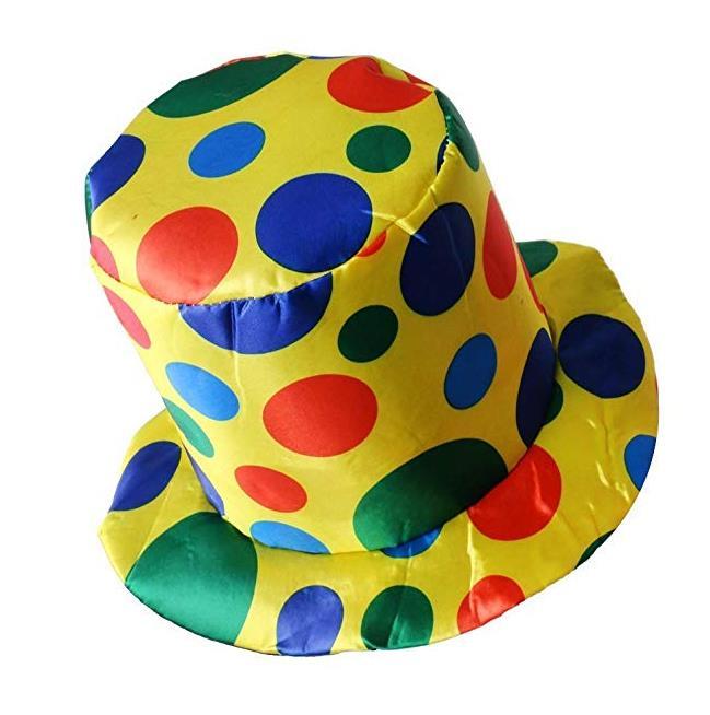 

Polka Dot Top Hat Clown Circus Halloween Fancy Dress Accessory Carnival Wide Brim Cloth Hat Cap Cosplay Birthday Party Decor