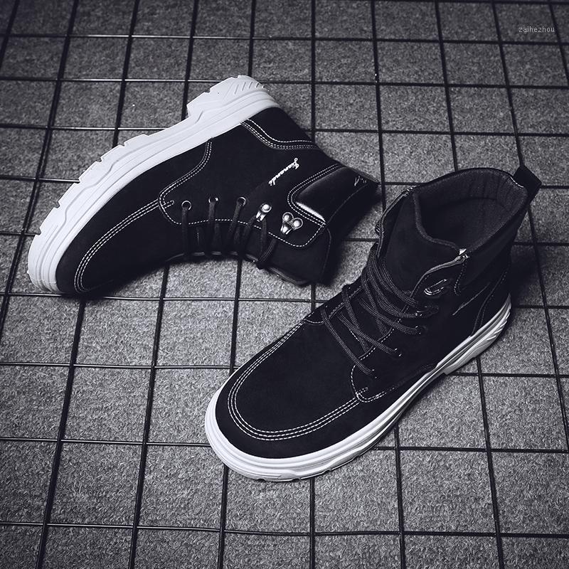 

2020 new winter boots men's leather boots warm and comfortable men's winter shoes high-top leather ankle sneakers1, Khaki