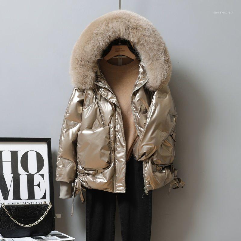 

2021 New Arrival Autumn Winter Women Luxury Natural Fur Hooded Duck Down Jackets Female White Duck Down Jackets Coats Z3301, Black