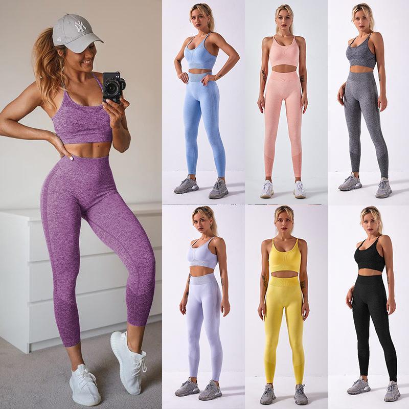 

Women Yoga Fitness Suits High Waist Squat Proof Sport Pants Workout Set Outfits Gym Tracksuits Jogging Sportwear1