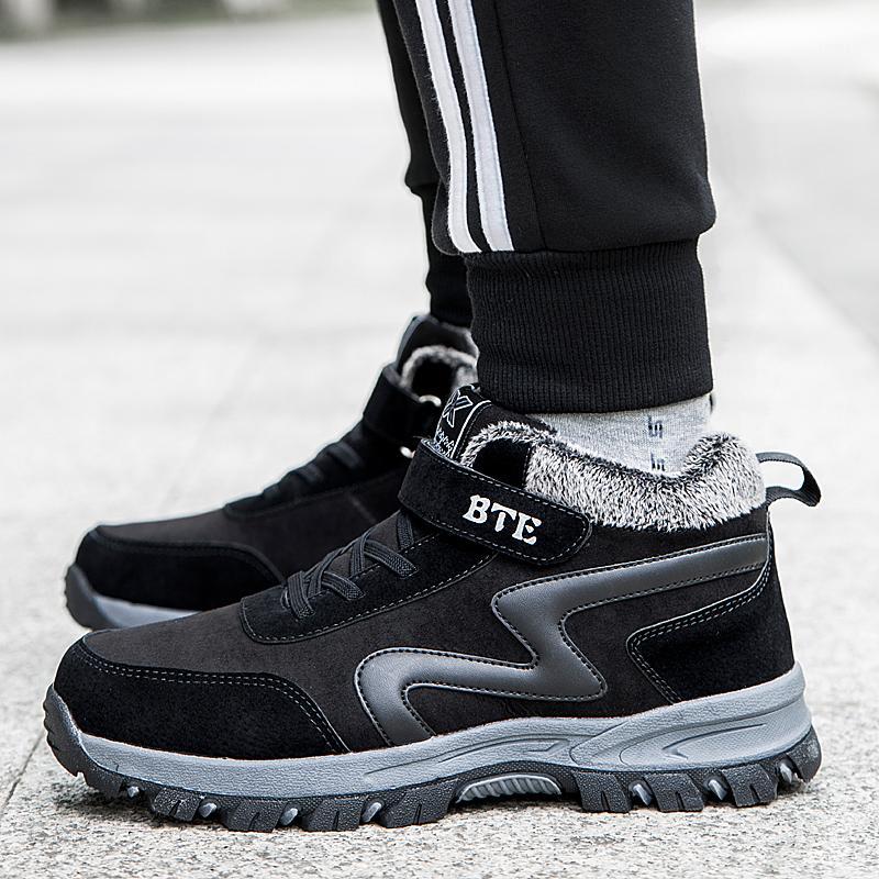 

Men Sneakers Winter Snow Boots Men Plus Cotton Bota Coturnos Masculino Fashion Male Non-slip Footwear Mid-aged Winter Sneakers1, Black-rose