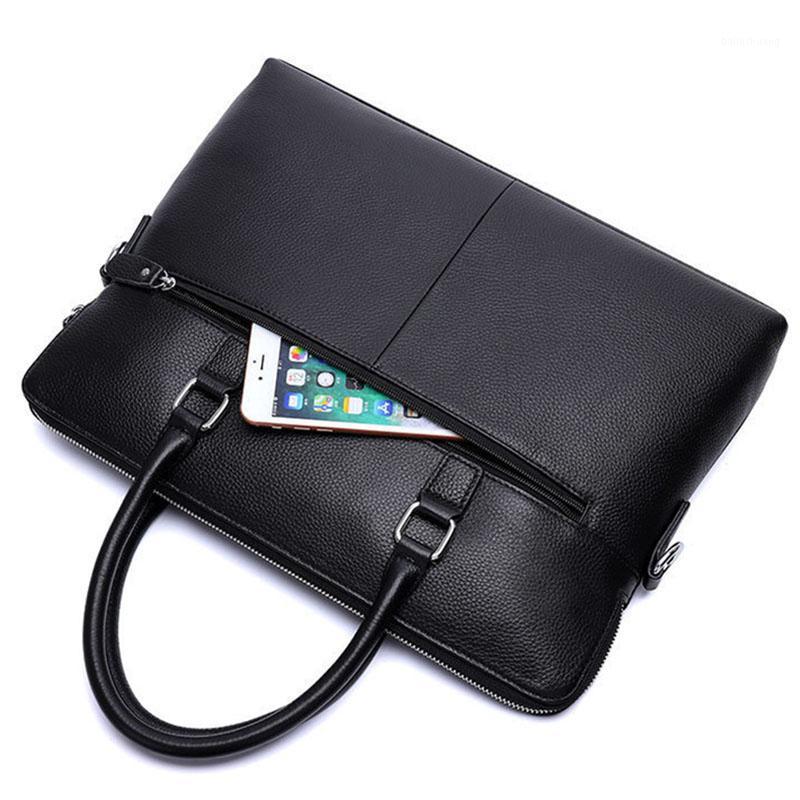 

Men Business Real Leather Briefcase 14 "Handbag Crossbody Bag Male High Quality Crossbody / Shoulder Bag1, Black