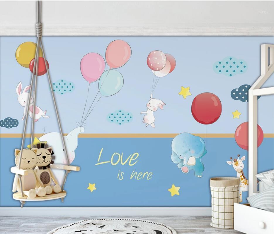 

AINYOOUSEM Flying balloon elephant giraffe background wall papier peint papel de parede wallpaper 3d wallpaper stickers1, As pic