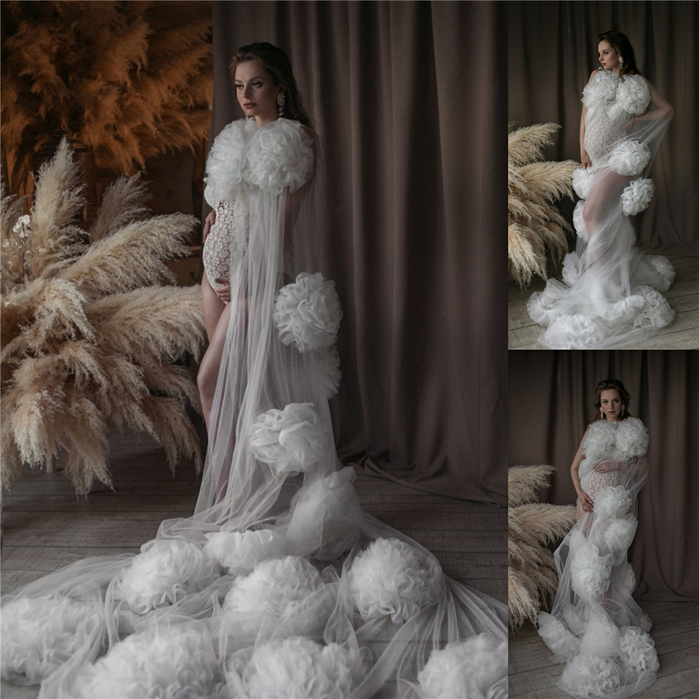 

Pregnant Women Prom Dresses Jewel Lace Appliques Photography Gown for Pregnant Woman Custom Made Sweep Train Plus Size Party Dress, Ivory