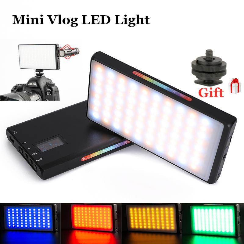 

Full Color RGB LED Video Light Dimmable on Camera Photography Lighting Video Studio Lamp Cold Shoe for Mic DSLR Light Vlogging