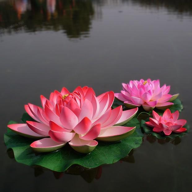 

17 cm Diameter Artificial Lotus Flower Floating On the Water Pool for Fish Tank decoration Free Shipping, Blue