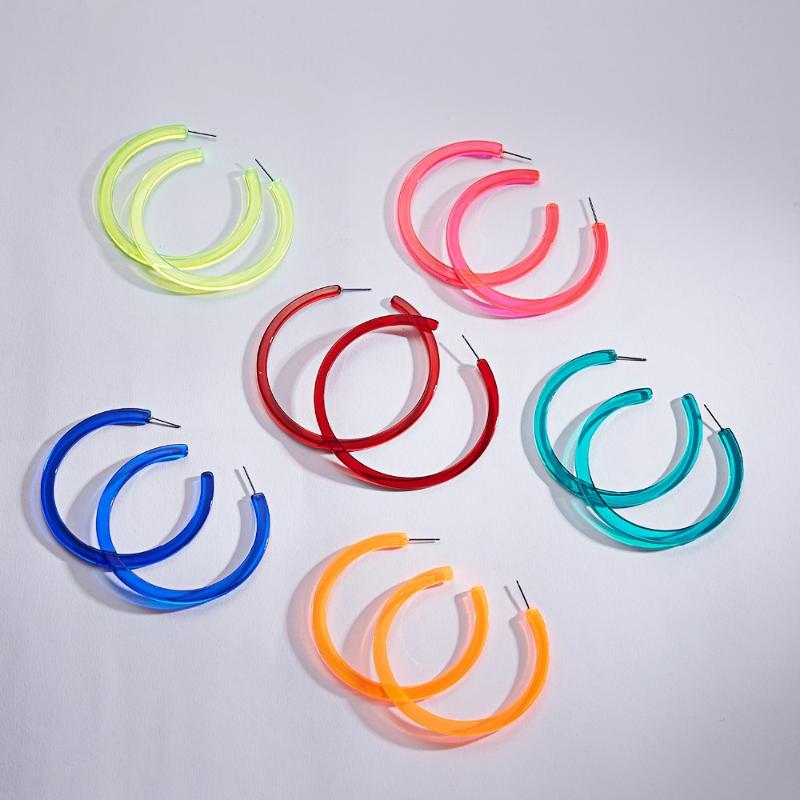 

Neon Color Big Hoop Earrings Earrings Accessories Fashion Exaggerated Hoop Ear Loop Smooth Circle for Women Girl's Jewelry