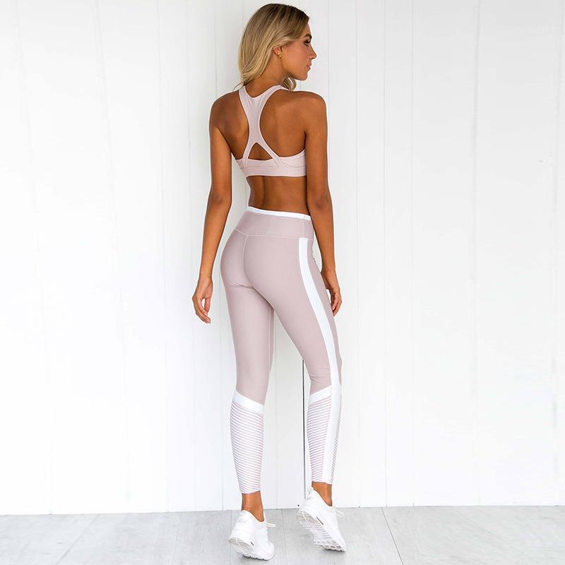 

Yoga Outfits Patchwork Women' Two Piece Set Jogging Suit Fitness Jumpsuit Workout Clothes Female Pink Gym Ropa Deportiva Mujer Gym1, Shown