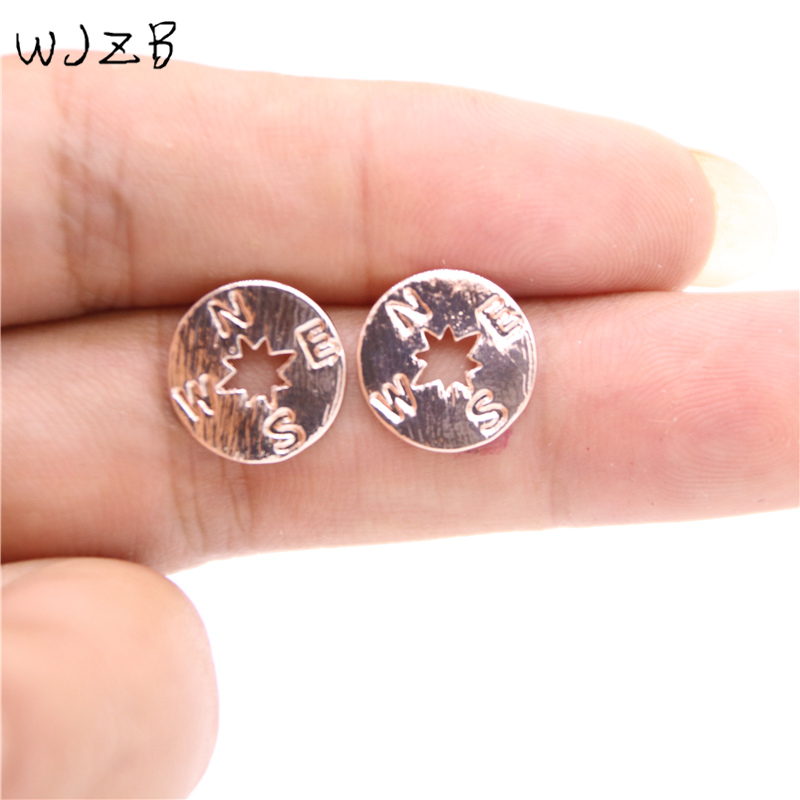 

Trendy Compass style stud earrings Circle with letter stud earrings Gold Silver Rose Three Color Optional Suitable for Men And Women