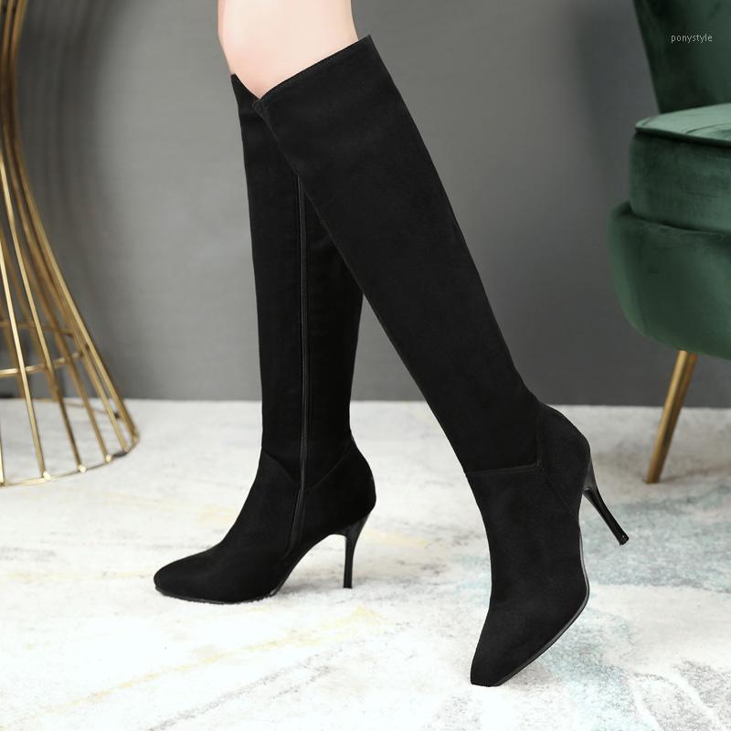 

AIWEIYi Women Shoes Boots High Heels Knee High Boots Faux Suede Fashion Beauty Ladies Long Size 34-46 Botas1, Beige
