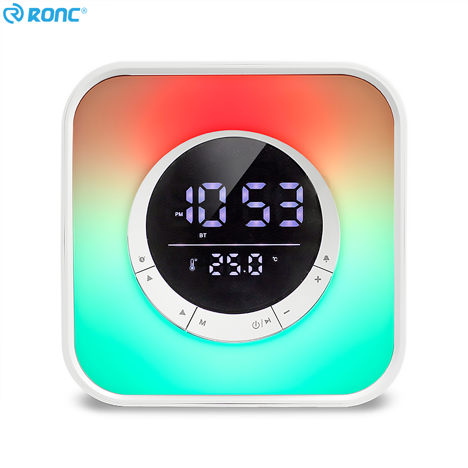 P10 Colorful Light Speaker Table Bedside Lamp Sound Box with Alarm Clock RGB Color Change Hifi Radio Micro SD Card Slot U-disk-image-736898478
