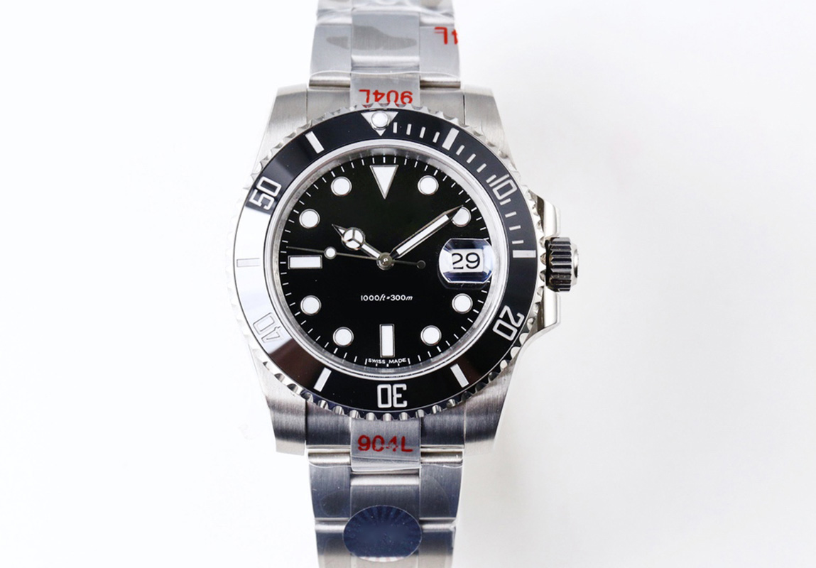 

N Top Men Watches Mens Automatic Mechanical Watches 904L 116610LN ETA 3135 2836 movement Ceramic Frame Square calendar Luminous Diving Watch, As shown