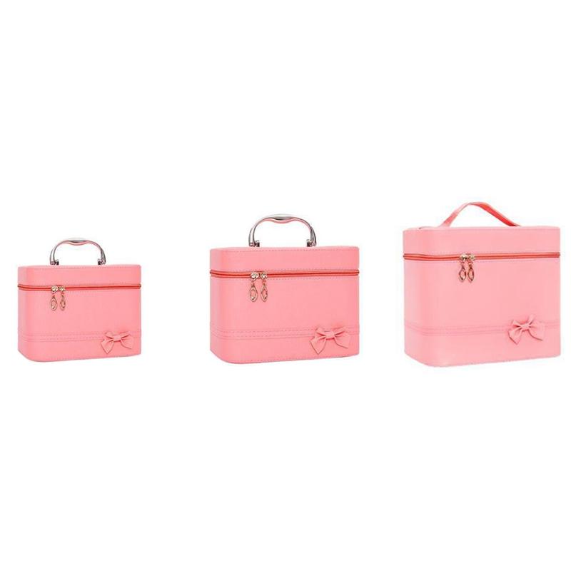 

Professional Cosmetic Bag Portable Large Capacity Manicure Beauty Storage Box Cosmetic Case Waterproof, Pink