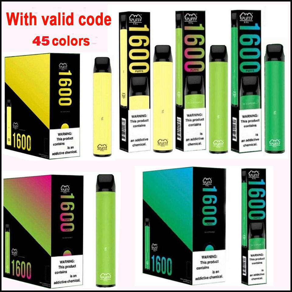 

Puff XXL 1600 puffs Bar cigarette Vape Disposable Vapes Kit Bars Pen Puffbar Vaporizer Carts