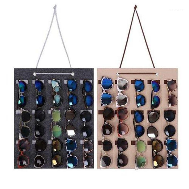 

Glasses storage bag Felt wall Sunglasses hanging bag Wall Organizer 15-port storage Postcards Eyeglasses Organizer Supplies1