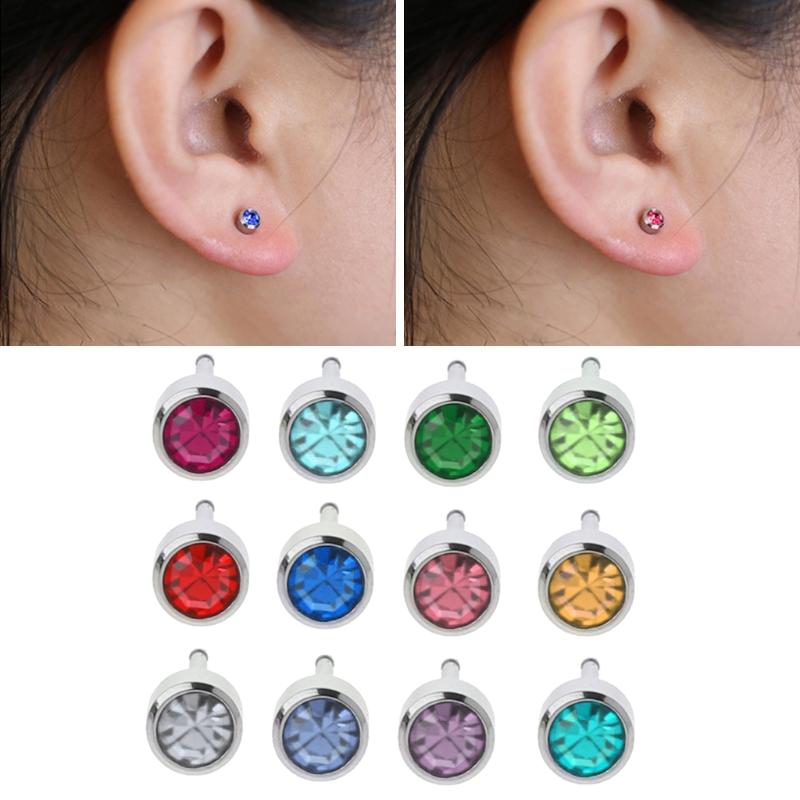 

12 Pairs Ear Piercing Earrings Stainless Steel Mini 3mm Clear CZ Studs Hypoallergenic Stud Piercing Earrings Set Jewelry