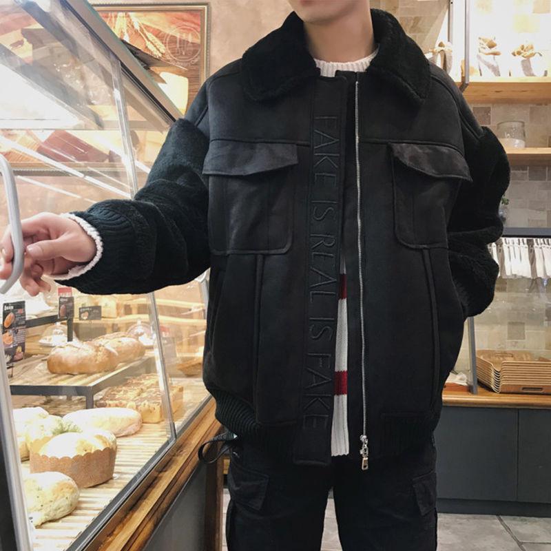 

New Winter Men Thickened Warmth Cotton Coat Jacket Korean Fashion Clause Padded Solid Jackets Male Zipper Tooling Streetwear, Khaki