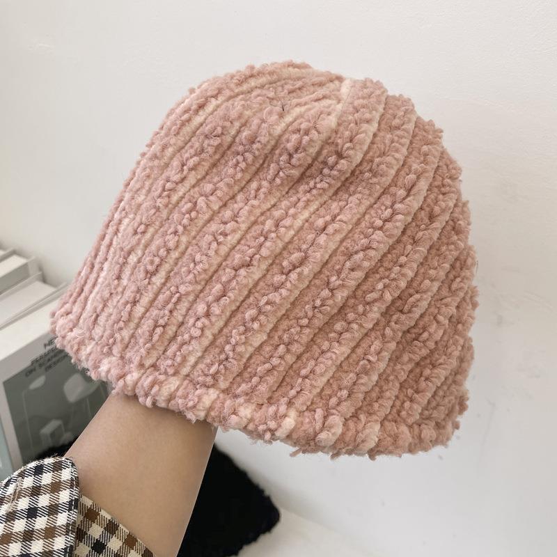 

2020 Autumn Winter Bucket Hats Women Corduroy Panama Hat Stripe Thick Warm Lamb Wool Fisherman Cap For Girl Crimping Basin Hat, Black