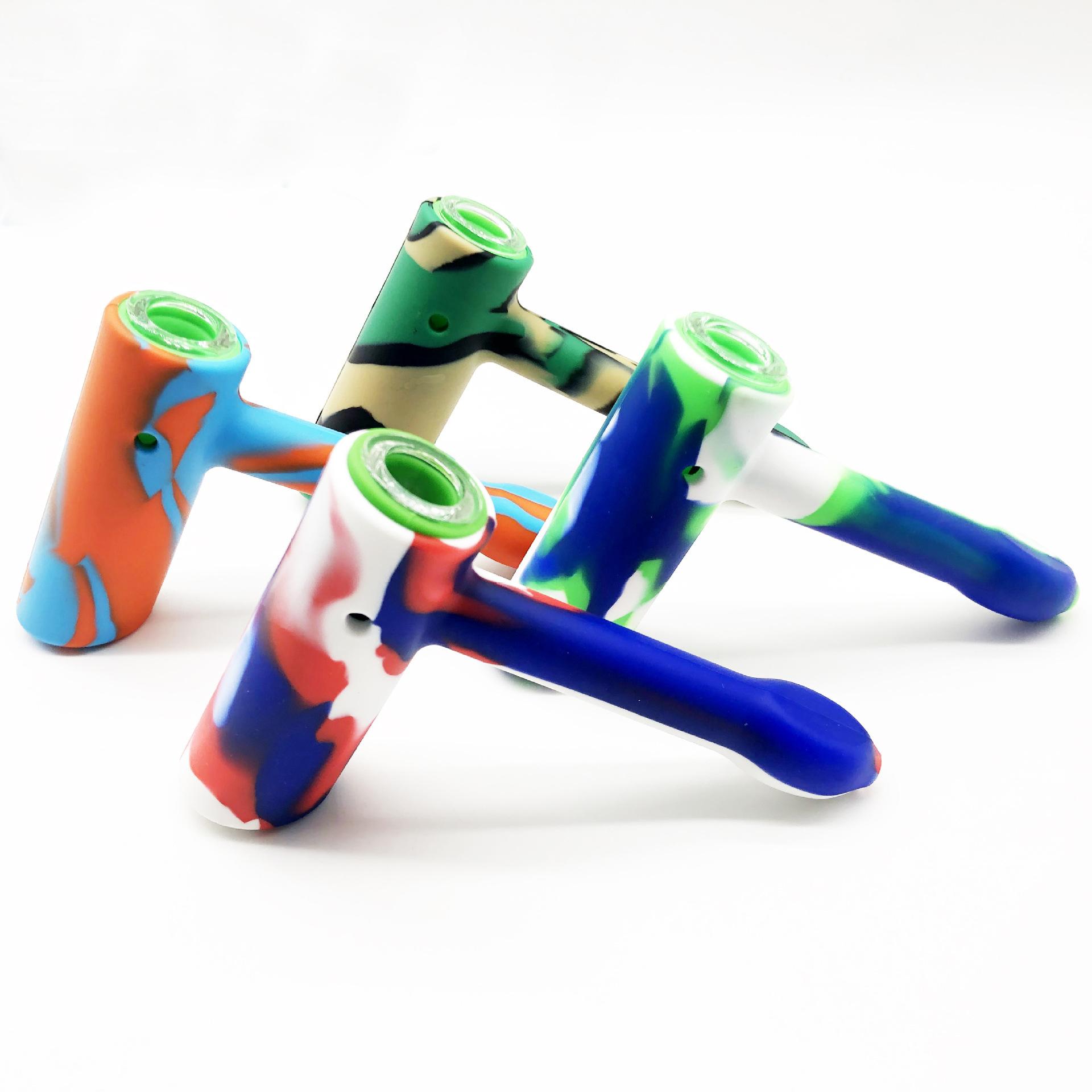 

Silicone Bubbler Hand Pipe Portable Smoking Water Pipes For Tobacco Dab Oil Rigs Glass Bongs