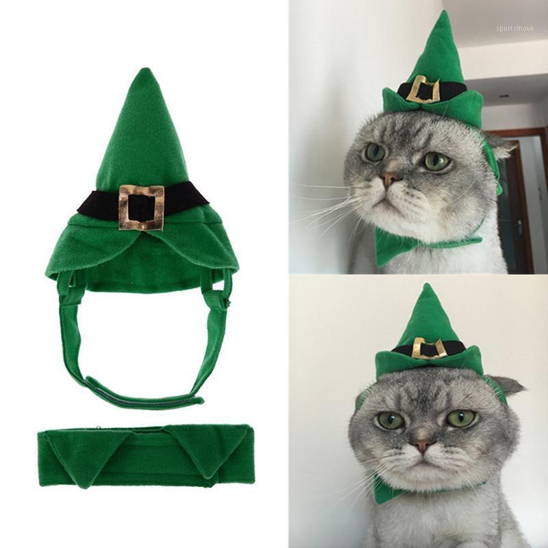 

Dog Cats Party Dress Up Costume Hat Tie Set Christmas Halloween Dress Caps Collar For Dogs Green Cats Pet Clothing Accessories1