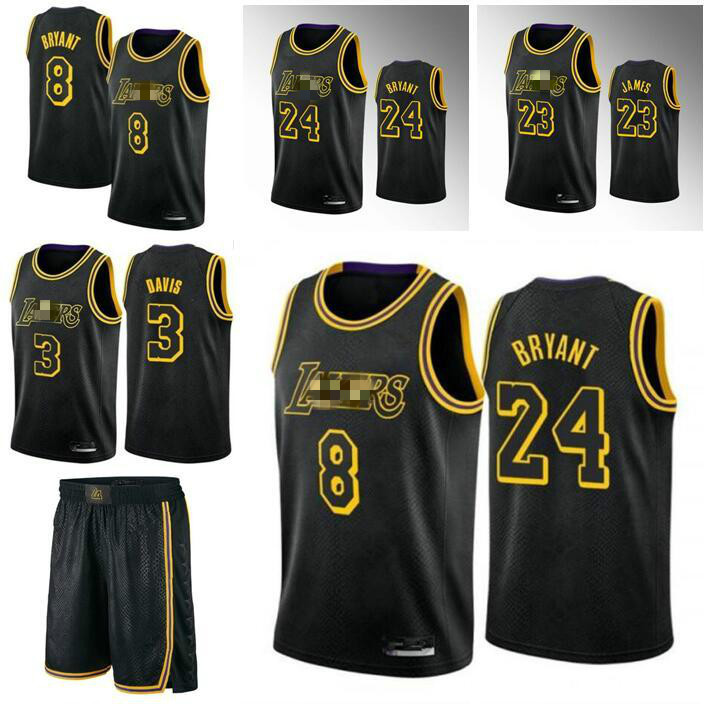 

CustomMen Los Angeles Lakers Kobe Bryant LeBron James Anthony Davis NBA 2020 Finals Black Mamba Jersey S-6XL, Black;red
