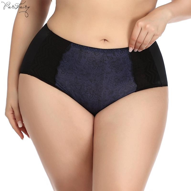 

Parifairy Women Floral Lace Underpants Cotton Panties Underwear Soft Briefs Female Intimates Plus Size Lingerie Panty -5XL 6XL, Blue