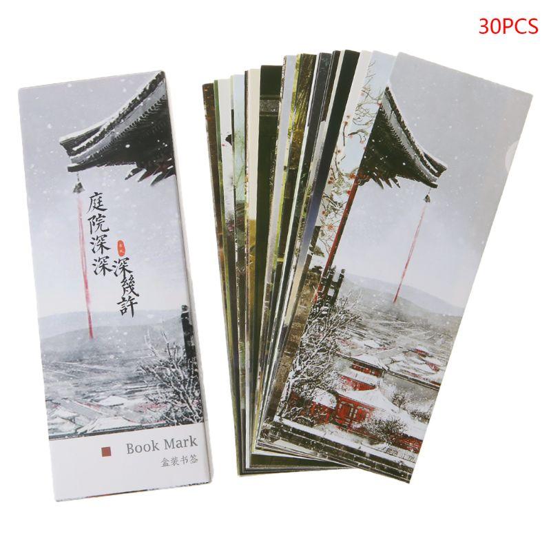 

Creative Chinese Style Paper Bookmarks Painting Cards Retro Beautiful Boxed Bookmark Commemorative Gifts