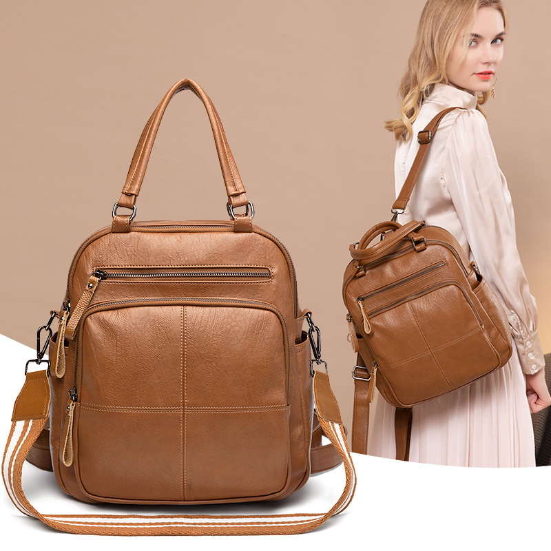 

FASHION pu Leather Backpack Vintage Cow Split Leather Women Backpack Ladies Shoulder Bag School for Teenage Girl, Black