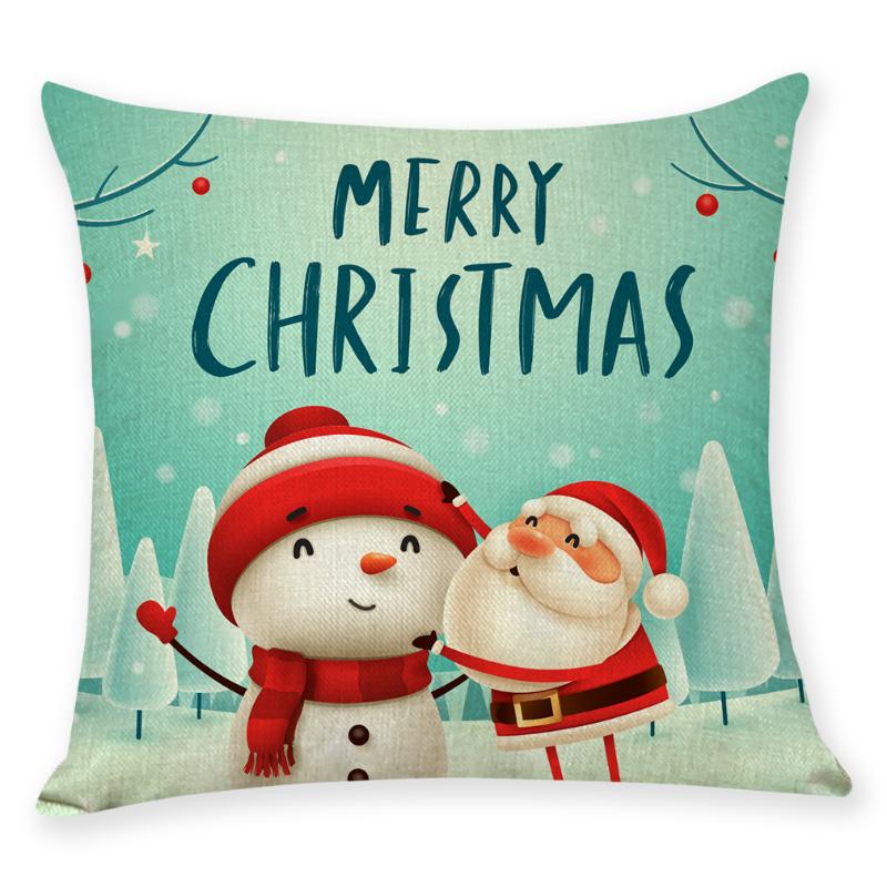 

Christmas Holiday Home decor cotton linen printed pillow cover Santa Claus gift pillowcase car pillow cushion throw pillowcase