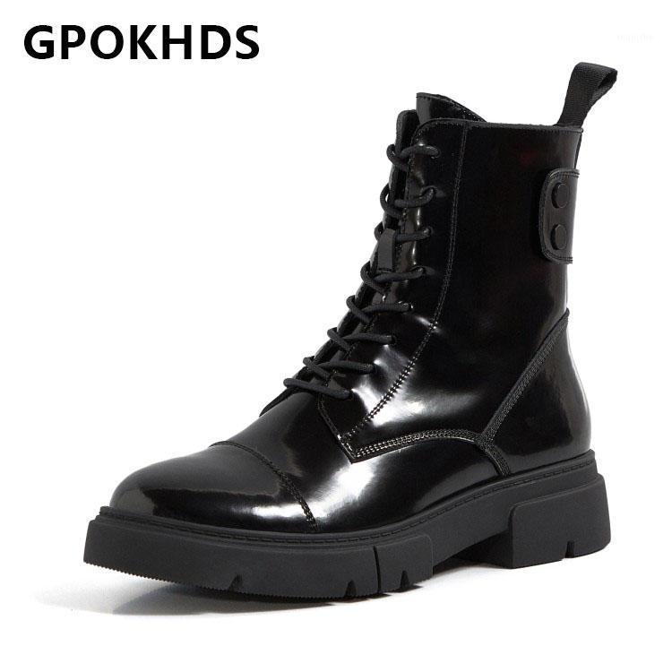 

GPOKHDS 2021 women Ankle boots Cow leather Winter short plush Round Toe Zipper Med heels female Riding boots size 391, Black